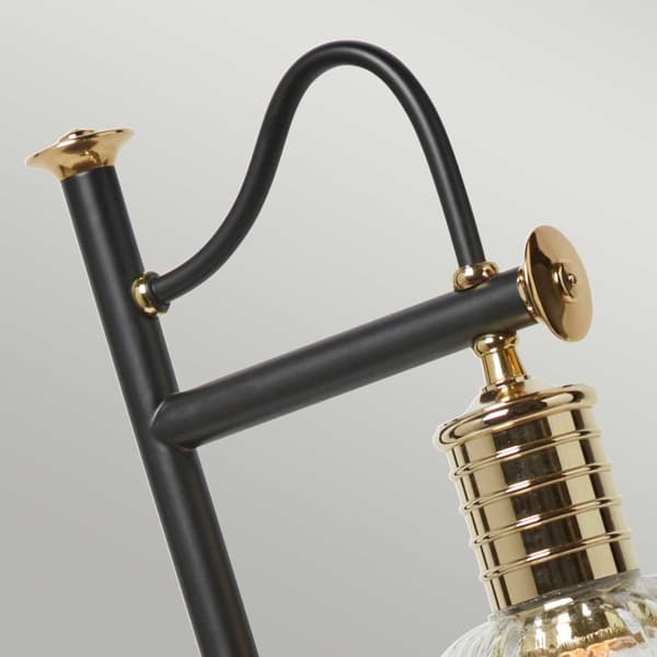 Retro skrivbordslampa svart mässing Douille E27 60W Elstead