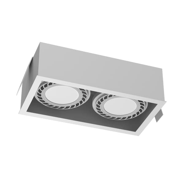 Infälld rektangulär spotlight vit 2xGU10 18W CAGE 3275 Brosline
