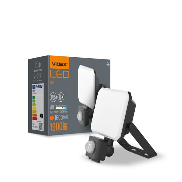 LED-projektør moderne sort bevægelsessensor LED 20W Videx