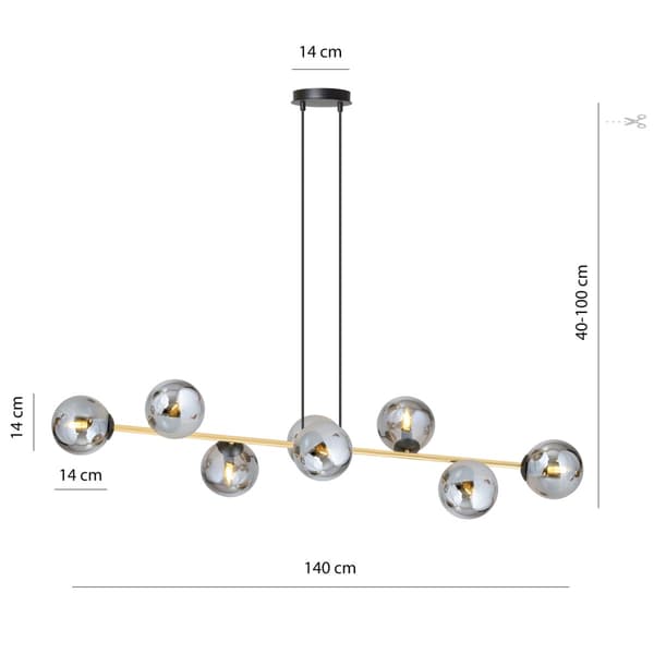 Lysekrone over bord Emibig 8xE14 10W GRAVITY 8 sort guld grafit 1237/8