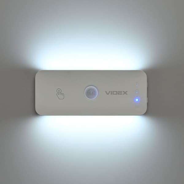 Vägglampa med batteri, rörelsesensor, USB-C, magnetfäste Videx