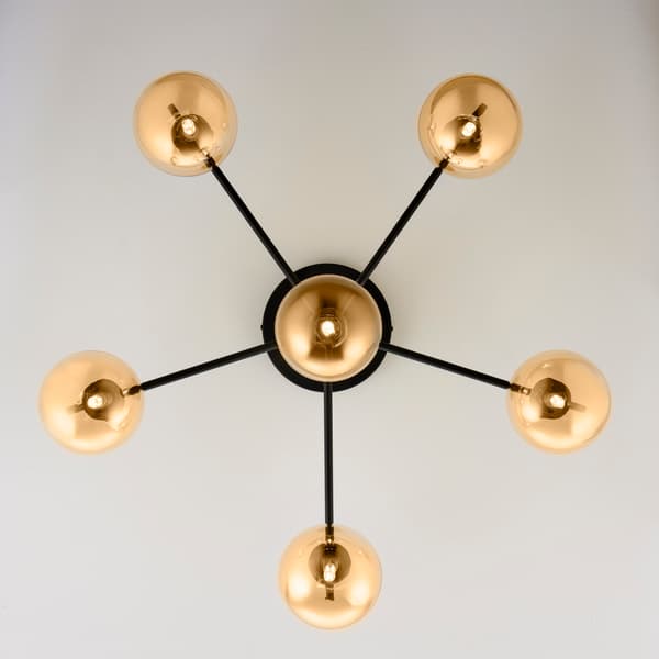 Loftlampe moderne sort-guld glaskugler rav 6xG9 14W FIGARO Jupiter