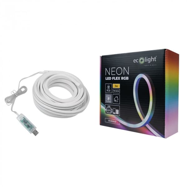 LED-bånd farverig NEON RGB DC5V USB 5m app Ecolight