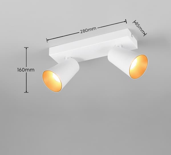 Loft minimalistisk sort rektangulær loftspot med koniske skærme 2xGU10 10W SHARP Trio