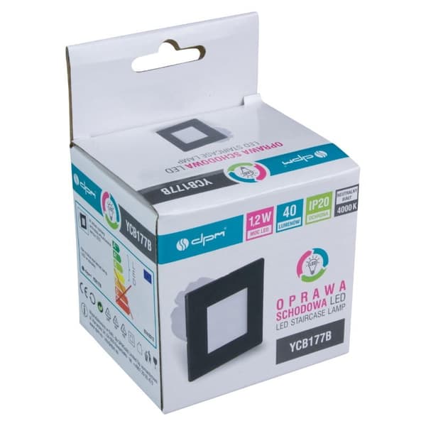 LED trappearmatur 1.2W firkantet mat sort DPM