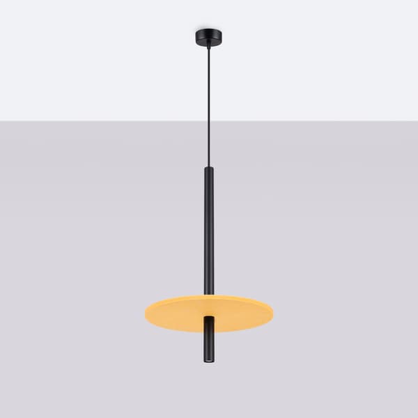 Pendellampe moderne sort rør justerbar gul filtskive 1xG9 8W FELTRO Sollux Lighting