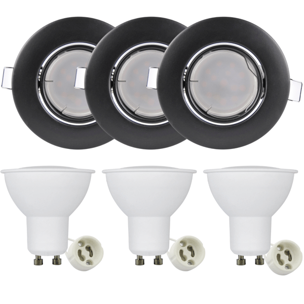 LED-ramar runda svarta 3-pack OLIN 306227 Polux
