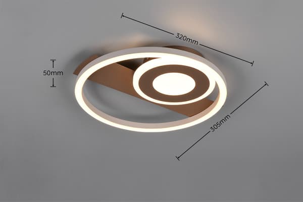 Moderne kaffefarvet loftlampe med lysskive i LED-ring 22W HORUS RL