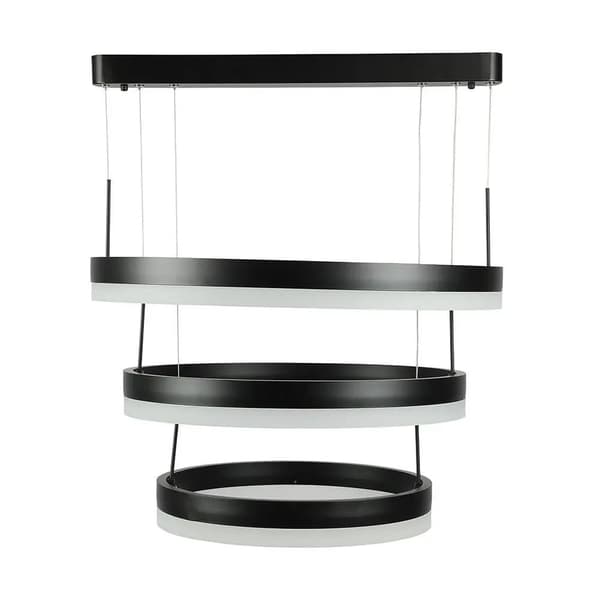 V-TAC 213990 dæmpbar sort tredobbelt LED-ring pendellampe