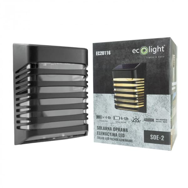 Ecolight EC20116 udendørs solcellelampe med skumringssensor