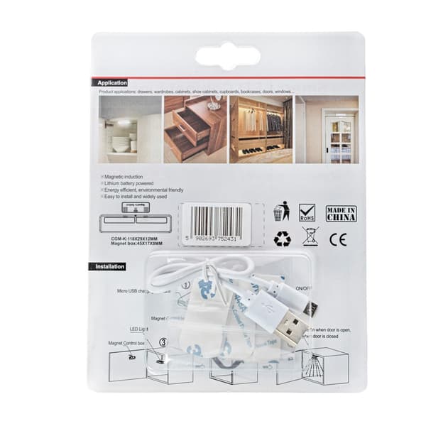 Set med 2x underskåpslampa möbel micro USB LED 0.8W Eko-Light