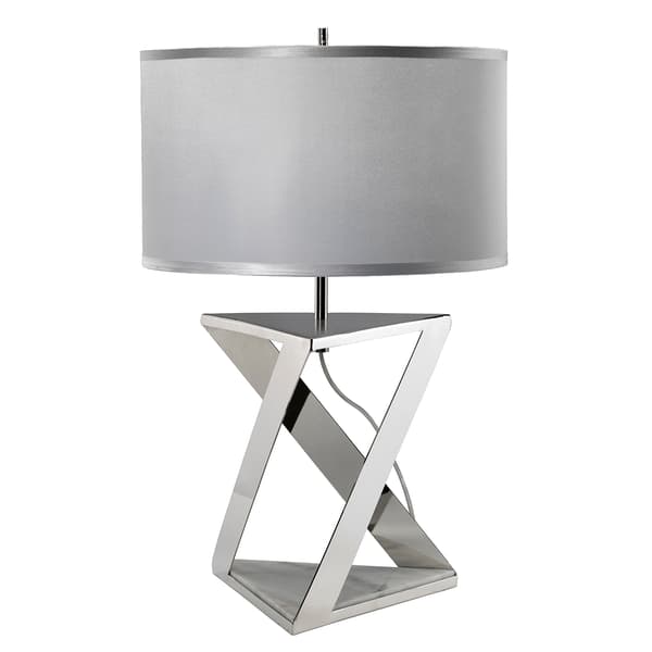 Bordlampe krom hvid marmor med grå skærm Aegeus E27 60W Elstead