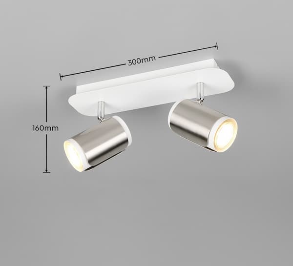 Modern takspotlight silver rektangulär dubbla dekorativa rör 2xGU10 10W GILLAN Trio