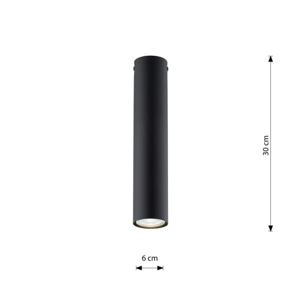 Sort loftspot 30 cm rund 1xGU10 8W TECNO Emibig