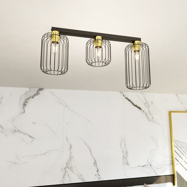 Loft wire sort-guld loftlampe BARN 3xE27 15W Emibig