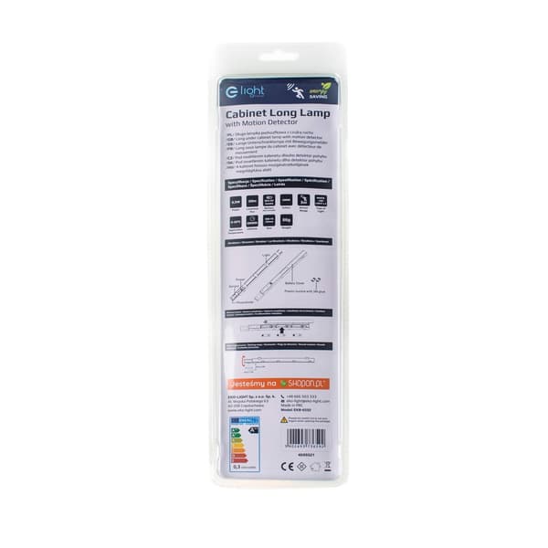 Eko-Light LED 0.3W möbelbelysning under skåp, avlång, batteridriven (AAA) med rörelsesensor