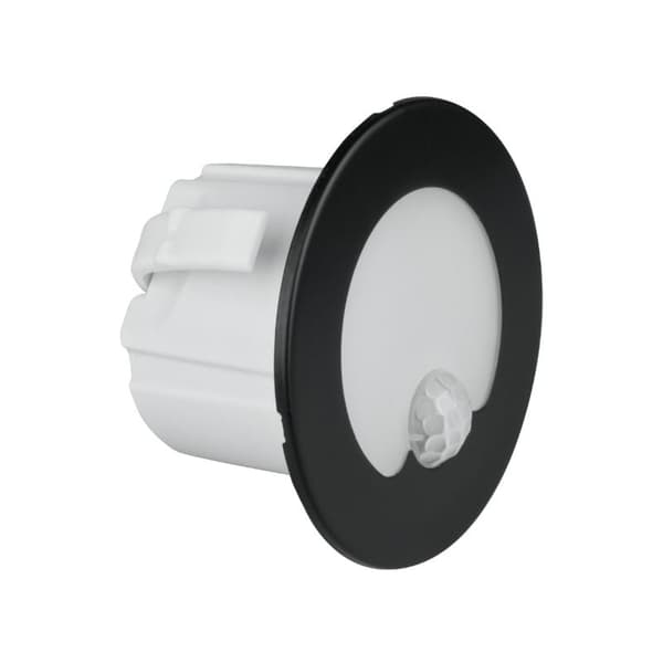 LED-trappbelysning 1.2W med rörelsesensor rund matt svart DPM