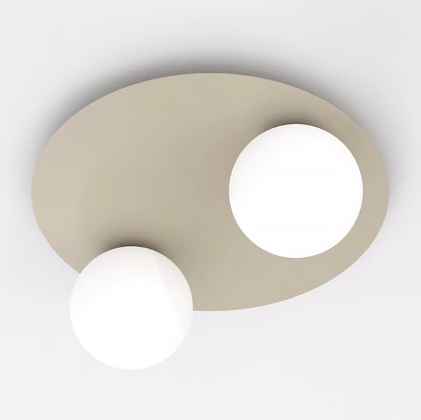 Loftlampe moderne beige-hvid glaskugler 2xE14 10W SOLAR Emibig