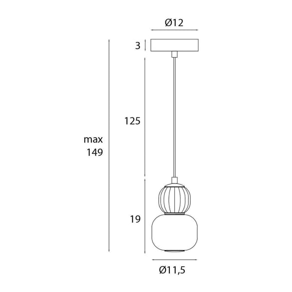 Moderne dobbelt sort-grå riflet glas LED 5W pendellampe MODERN Maxlight