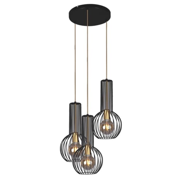 Moderne sort-guld lysekrone Kaja ARVI K-4522