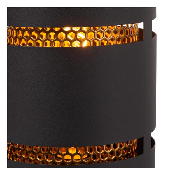 Bordlampe rør sort guld E27 Rosas Lucide