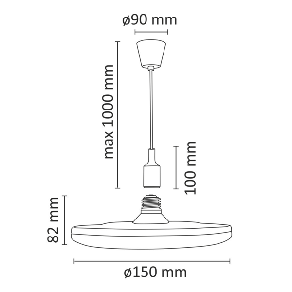 Fatning med LED-pære 10W Sort E27 KIKI 308085 Polux