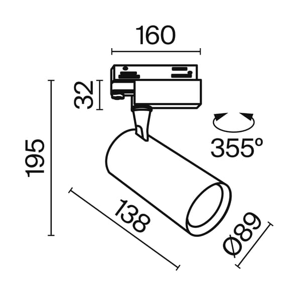 3-faset sort LED-spotlight 20W 4000K VUORO Maytoni Technical