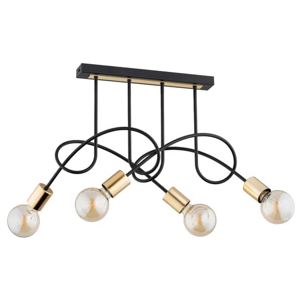 Loft loft sort-guld loftlampe til stue spisestue 4xE27 15W TANGO Alfa