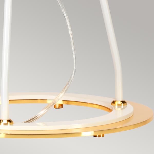 Bordlampe hvid guld med skærm Ferrara E27 60W Elstead