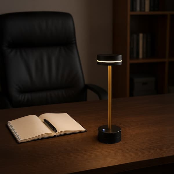 Bordlampe sort-guld LED 5W varm farve trådløs touch SAM Milagro