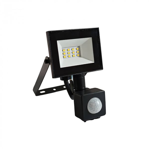 LED-projektør 10W PIR-sensor sort 4000K 900lm IP54 Ecolight