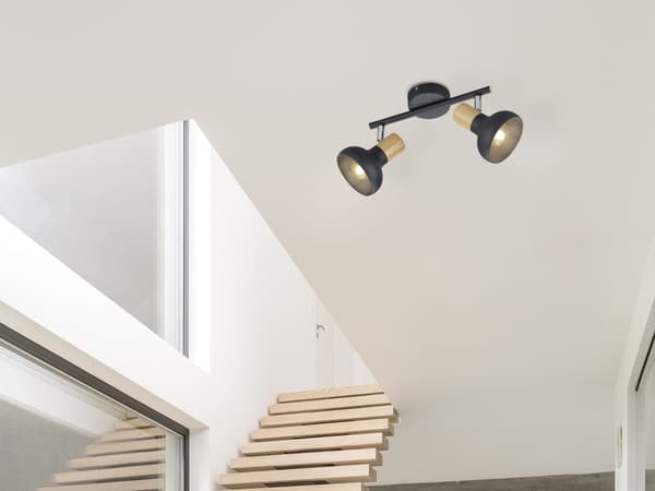 Dobbelt sort loftlampe LATIKA 2xE14 10W RL