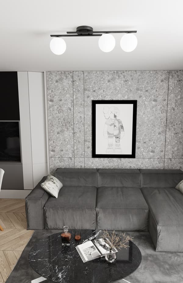 Loft loft loft sort og hvid kugle 3xE14 10W KAIRO Emibig