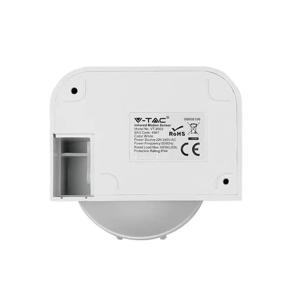 Rörelsesensor IP44 V-TAC Infraröd 12 meter VT-8003