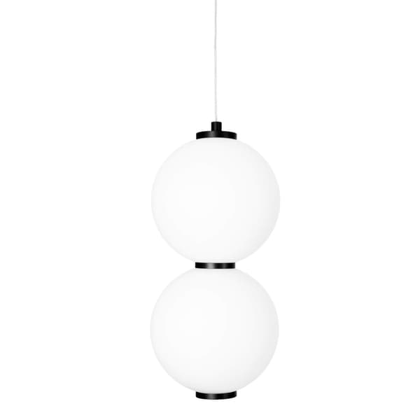 Sort pendel 2 hvide kugleformede skærme TAMA LED 16W P0469 Maxlight