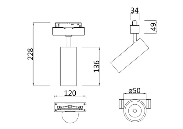 1-vaiheinen musta LED-kohdevalo 9W 4000K FOCUS LED Maytoni Technical