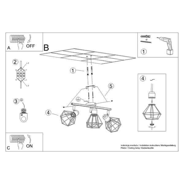 Pure Lume SELARA industriel sort loftlampe PU.1107