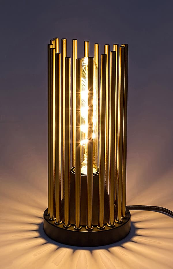 Moderne guld bordlampe mat sort base E27 Roxas 74021 Rabalux