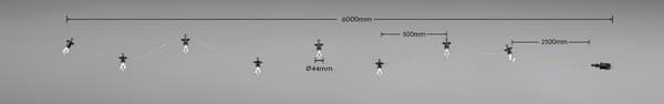 Rustik sort havelysguirlande 6 meter 8 LED-punkter 0.4W EMBER RL
