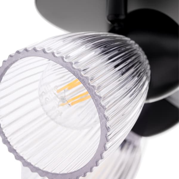 Loftlampe sort tre glaskuplere rund baldakin Best 3xE14 40W Milagro