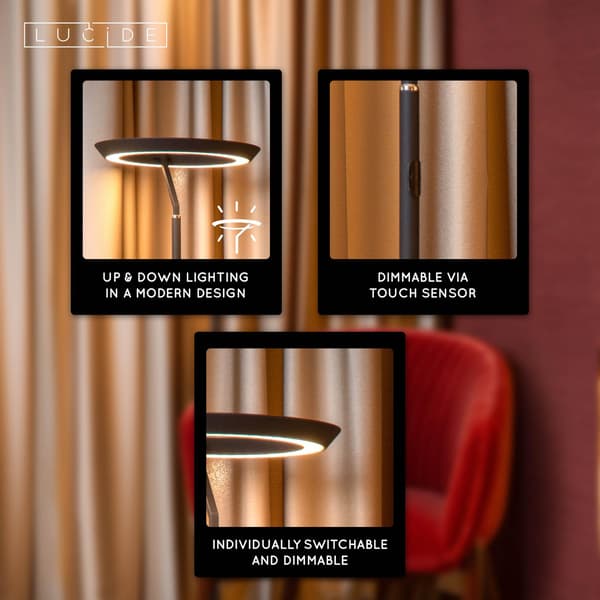 Gulvlampe moderne sort lysskive LED 20W CELESTE Lucide