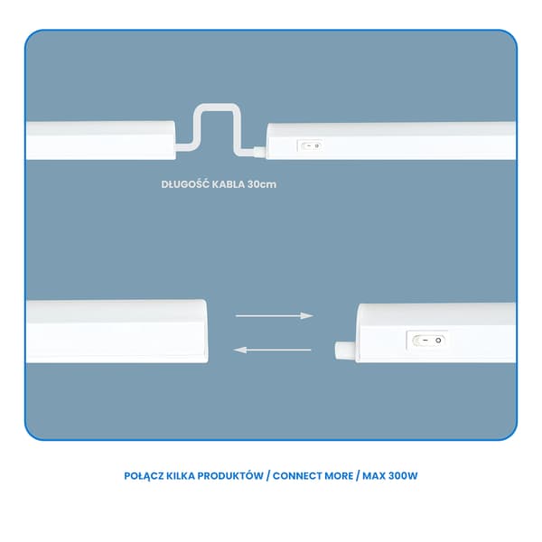 Hvid underskabsbelysning 60 cm stribe neutral farve LED 8W VITO Eko-Light