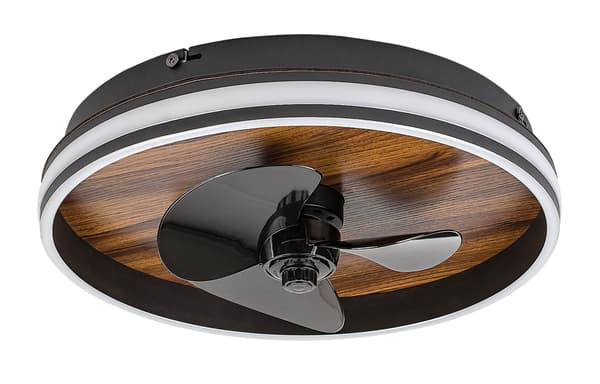 Kattotuuletin LED-valolla FAUSTINE 71016 musta puulla