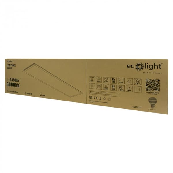 Rektangulär LED-panel 30 x 120 cm varmvit LED 50W Infälld EC20712 Ecolight