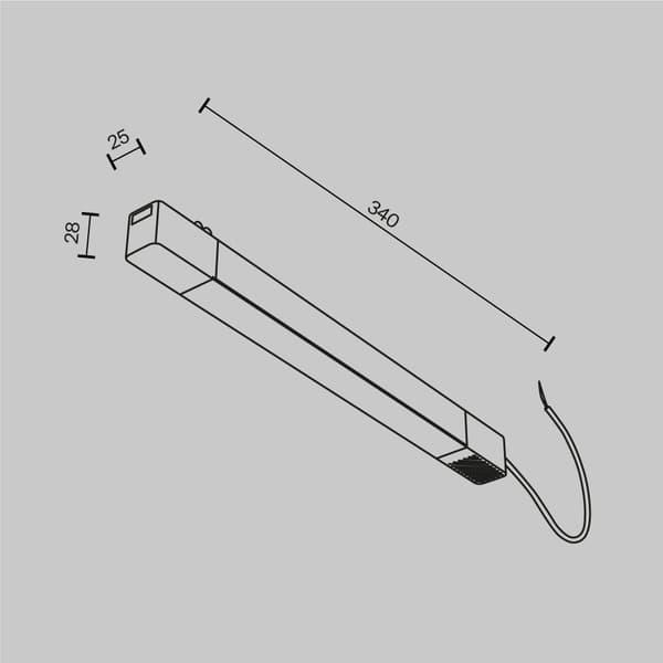 Infälld strömförsörjning för skensystem 34 cm vit 200W RADITY Maytoni Technical