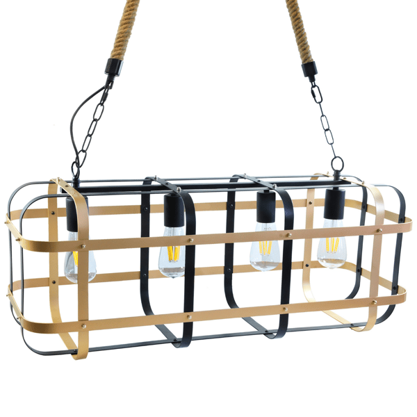 Pendellampe sort-guld E27x4 BUR 312488 Polux