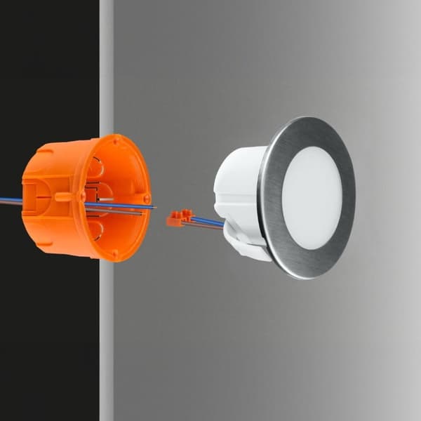 LED-trappbelysning 1.2W rund silver DPM