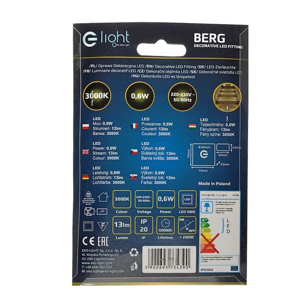 Trappelampe 1x0.6W LED BERG EKS4390 Eko-Light