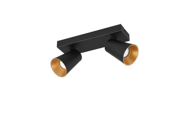Loft minimalistisk sort rektangulær loftspot med koniske skærme 2xGU10 10W SHARP Trio