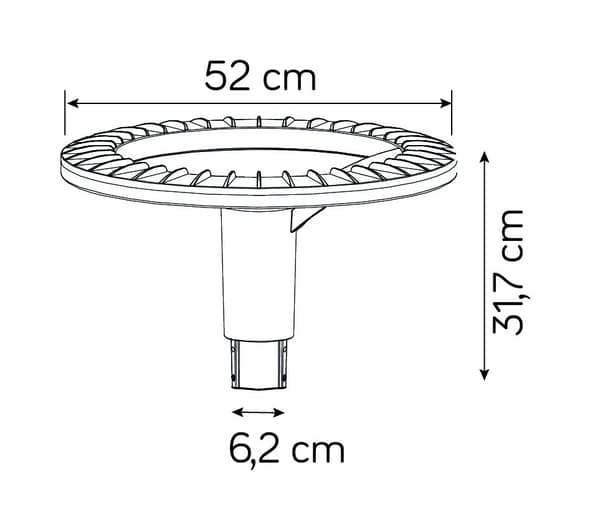 Lykttopp diameter 52 cm LED 60W mörkgrå IP65 SU-MA STRMAX-HEAD